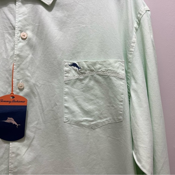 Tommy Bahama Island Twill Long Sleeve Button Down Shirt in Honeydew Green XXL - Picture 3 of 7